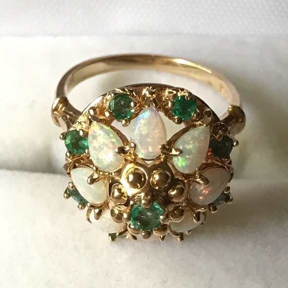 Franklin Mint Jewelry Franklin Mint 4k Emeralds Opals Gold Ring